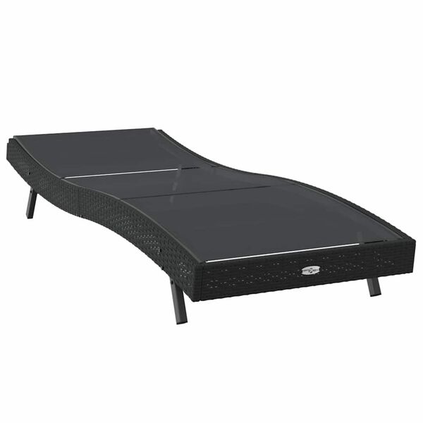 vidaXL Ležadlo 1-osoba Čierna 70 x 197 x 82 cm Poly ratan a kov