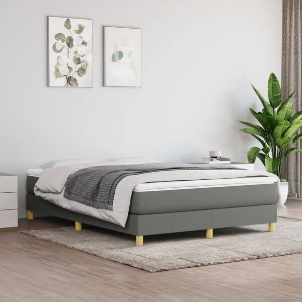 vidaXL Boxspring posteľ s matracom tmavosiv&aacute; 140x200 cm l&aacute;tka