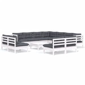 vidaXL 12-dielna z&aacute;hradn&aacute; s&uacute;prava s vank&uacute;&scaron;mi biela borovicov&yacute; mas&iacute;v