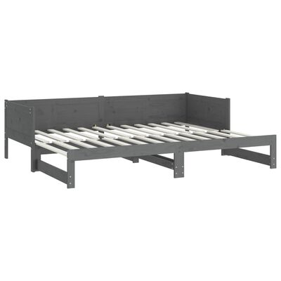 vidaXL Rozkladacia denná posteľ sivá borovicový masív 2x(90x200) cm
