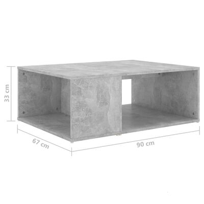 vidaXL Konferenčný stolík betónovo-sivý 90x67x33 cm drevotrieska