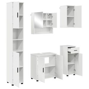vidaXL Sada k&uacute;peľňov&eacute;ho n&aacute;bytku so z&aacute;suvkou 5 pcs Vysok&yacute; lesk bielej