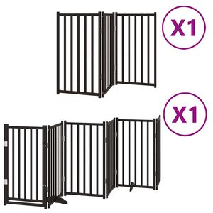 vidaXL Br&aacute;na pre psa dvere sklad. 9-panel. čierna 450cm topoľov&eacute; drevo