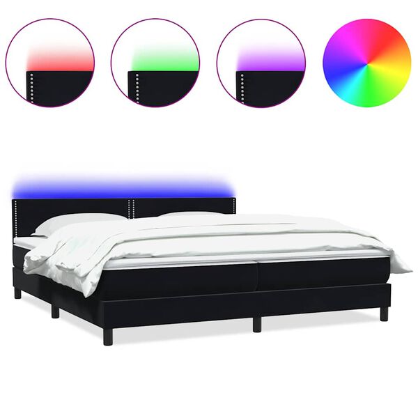 vidaXL Box Spring Posteľ s matracom a LED Čierna 200x210 cm Zamat