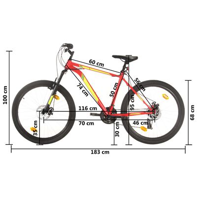 vidaXL Horský bicykel 21 rýchlostí 27,5" koleso 50 cm rám červený
