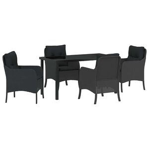 vidaXL Z&aacute;hradn&yacute; jed&aacute;lensk&yacute; set s vank&uacute;&scaron;om 5 pcs Čierna polyratan