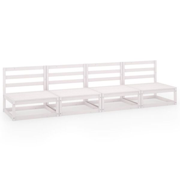 vidaXL Záhradná 4-miestna pohovka biela masívna borovica