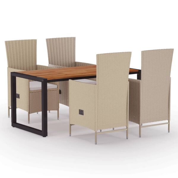 vidaXL 5-dielna z&aacute;hradn&aacute; jed&aacute;lensk&aacute; s&uacute;prava b&eacute;žov&aacute;