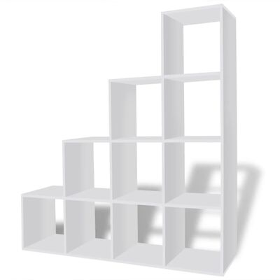 vidaXL Regál na knihy/policový regál v tvare schodov 142 cm, biely