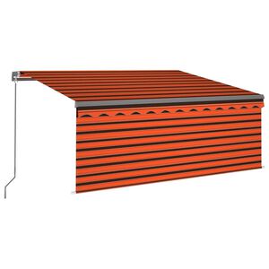 vidaXL Ručne zaťahovacia mark&iacute;za tienidlo&LED 3,5x2,5 m oranžovo-hned&aacute;
