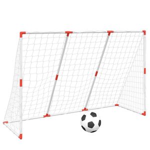 vidaXL Detsk&eacute; futbalov&eacute; br&aacute;nky s loptami 2v1 biele 184x64x124 cm