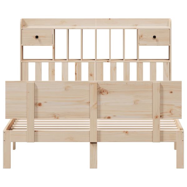 vidaXL Posteľ s knižnicou bez matraca 160x200 cm borovicový masív