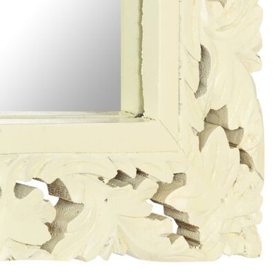 vidaXL Ručne vyrezávané zrkadlo biele 80x50 cm masívne mangovníkové drevo