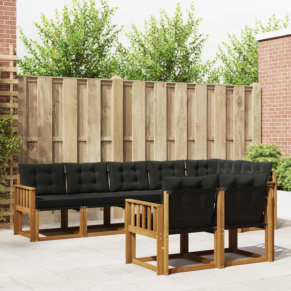 vidaXL Z&aacute;hradn&aacute; s&uacute;prava gaučov s vank&uacute;&scaron;om 8 pcs Pr&iacute;rodn&aacute; a čierna