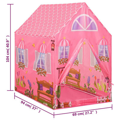 vidaXL Detský stan na hranie s 250 loptičkami ružový 69x94x104 cm