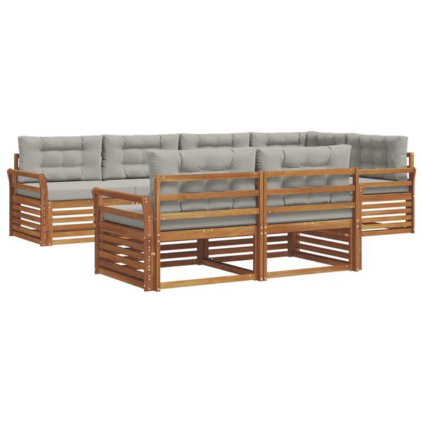 vidaXL Z&aacute;hradn&aacute; s&uacute;prava gaučov s vank&uacute;&scaron;om 7 pcs Pr&iacute;rodn&aacute; a svetlosiv&aacute;