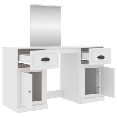 vidaXL Toaletný stolík so zrkadlom biely 130x50x132,5 cm