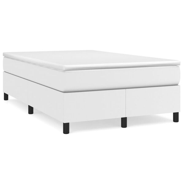 vidaXL Boxspring posteľ s matracom, biela 120x190 cm, umel&aacute; koža