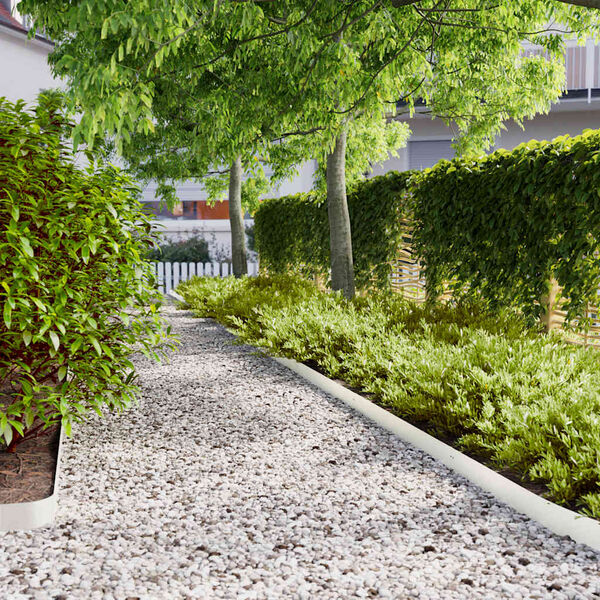 vidaXL Obruby trávnika 50 ks Biela 10x103 cm Oceľ valcovaná za studena