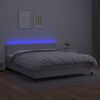vidaXL Boxspring posteľ s matracom a LED biela 160x200 cm umel&aacute; koža