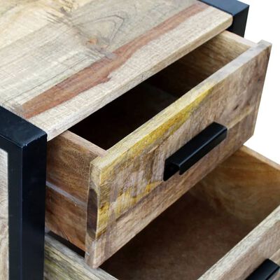 vidaXL Bočný stolík, 2 zásuvky, masívne mangové drevo, 43x33x51cm