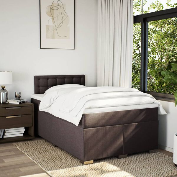 vidaXL Boxspring posteľ s matracom tmavohned&aacute; 120x190 cm l&aacute;tka