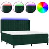 vidaXL Posteľn&yacute; r&aacute;m boxsping matrac a LED tmavozelen&yacute; 160x200 cm zamat