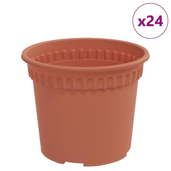 vidaXL Kulat&yacute; kvetin&aacute;č 24 pcs Tehlovo červen&aacute; &Oslash; 12,5 x 10 cm Plast