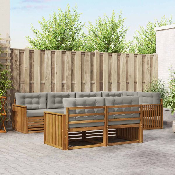 vidaXL Z&aacute;hradn&aacute; s&uacute;prava gaučov s vank&uacute;&scaron;om 7 pcs Pr&iacute;rodn&aacute; a svetlosiv&aacute;