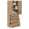 vidaXL Highboard 2 pcs Remeseln&yacute; dub Drevovl&aacute;knit&aacute; doska a sklo