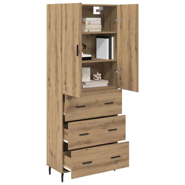 vidaXL Highboard 2 pcs Remeseln&yacute; dub Drevovl&aacute;knit&aacute; doska a sklo