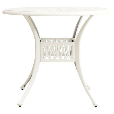 vidaXL Záhradný stôl biely 90x90x74 cm liaty hliník