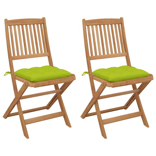 vidaXL Skladacie z&aacute;hradn&eacute; stoličky s podložkami 2 ks ak&aacute;ciov&yacute; mas&iacute;v