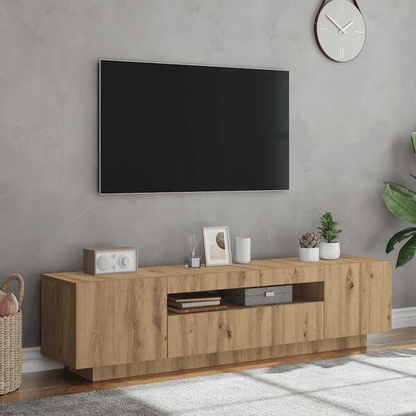 vidaXL TV skrinka s LED dub artisan 160x35x40 cm kompozitné drevo