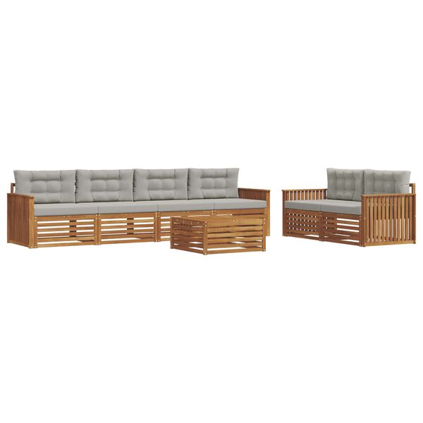 vidaXL Z&aacute;hradn&aacute; s&uacute;prava gaučov s vank&uacute;&scaron;om 7 pcs Pr&iacute;rodn&aacute; a svetlosiv&aacute;