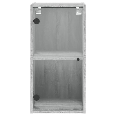 vidaXL Bočná skrinka so sklenenými dvierkami sivá sonoma 35x37x68,5 cm