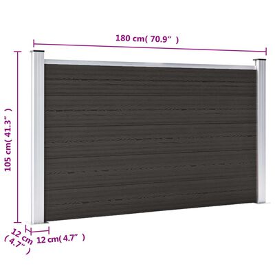 vidaXL Plotový panel WPC 180x105 cm čierny