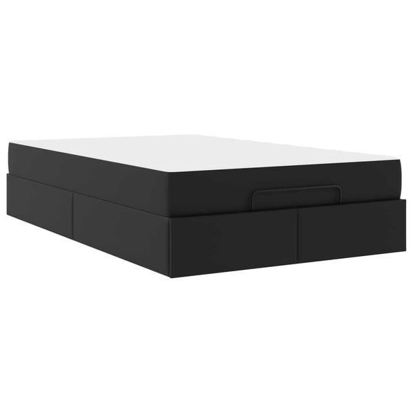 vidaXL R&aacute;m postele s matracom s matracmi 2 pcs Čierna PVC