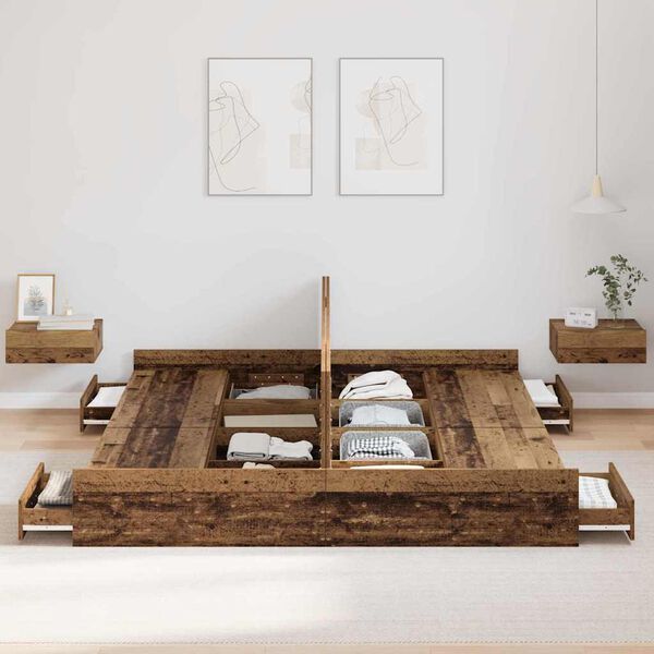 vidaXL R&aacute;m postele s &uacute;ložn&yacute;m prostorem Star&eacute; drevo 180 x 200 cm