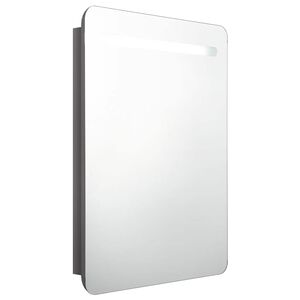 vidaXL LED k&uacute;peľňov&aacute; zrkadlov&aacute; skrinka žiariv&aacute; siv&aacute; 60x11x80 cm