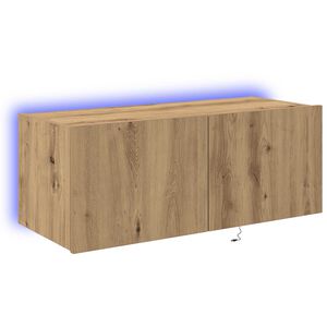 vidaXL TV n&aacute;stenn&aacute; skriňa s LED N&aacute;stenn&yacute; Remeseln&yacute; dub 80 x 35 x 31 cm