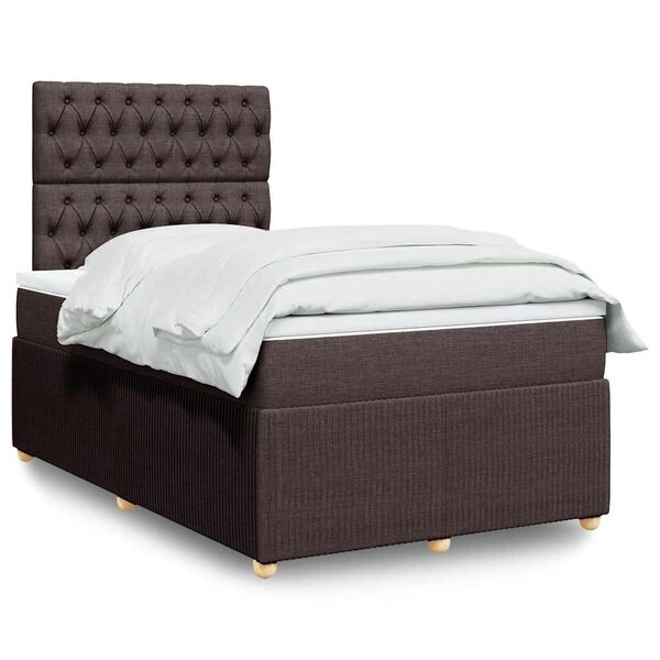 vidaXL Boxspring posteľ s matracom tmavohned&aacute; 120x200 cm l&aacute;tka