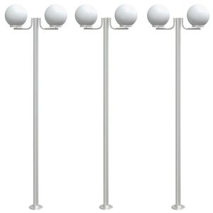 vidaXL Vonkaj&scaron;ie stojace lampy 3ks strieborn&eacute; 215cm nehrdzavej&uacute;ca oceľ
