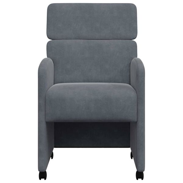 vidaXL Jed&aacute;lensk&eacute; stoličky na kolieskach 2 pcs Tmavo &scaron;ed&aacute; Zamat