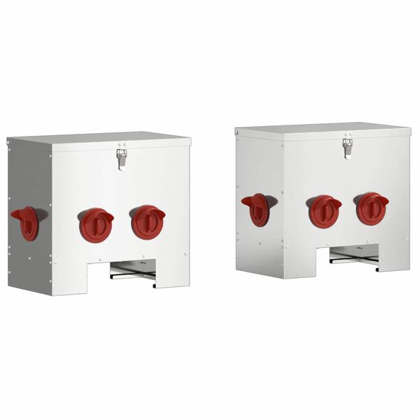 vidaXL Kŕmidlo pre kurčat&aacute; 2 pcs Strieborn&aacute; 40,5 x 25 x 38 cm