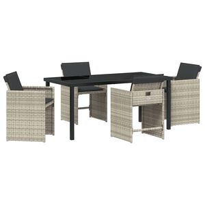 vidaXL Z&aacute;hradn&yacute; jed&aacute;lensk&yacute; set 5 pcs Svetlosiv&aacute; polyratan