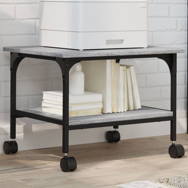 vidaXL Stojan na tlačiareň, 2 police, sivá sonoma 50x40x38 cm