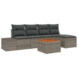 vidaXL S&uacute;prava z&aacute;hradn&yacute;ch pohoviek s vank&uacute;&scaron;om 6 pcs Siv&aacute; polyratan