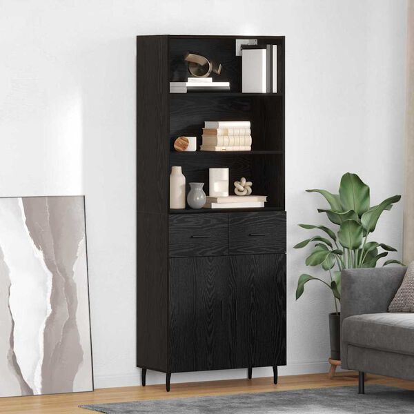 vidaXL Highboard so z&aacute;suvkou Čierny dub 69,5 x 34 x 180 cm
