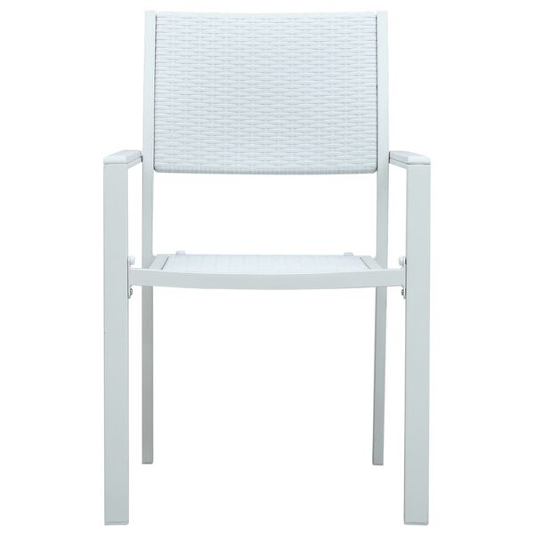 vidaXL Záhradné stoličky 4 ks biele plastové ratanový vzhľad